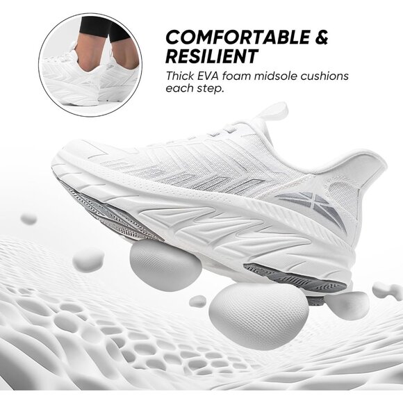 ⚡Women's White Slip On Walking Shoes Running Comfortable Tennis Fashion Sneakers - Picture 3 of 8